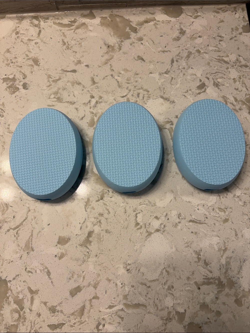 Set of Three Light Blue Oval Lotion Applicators